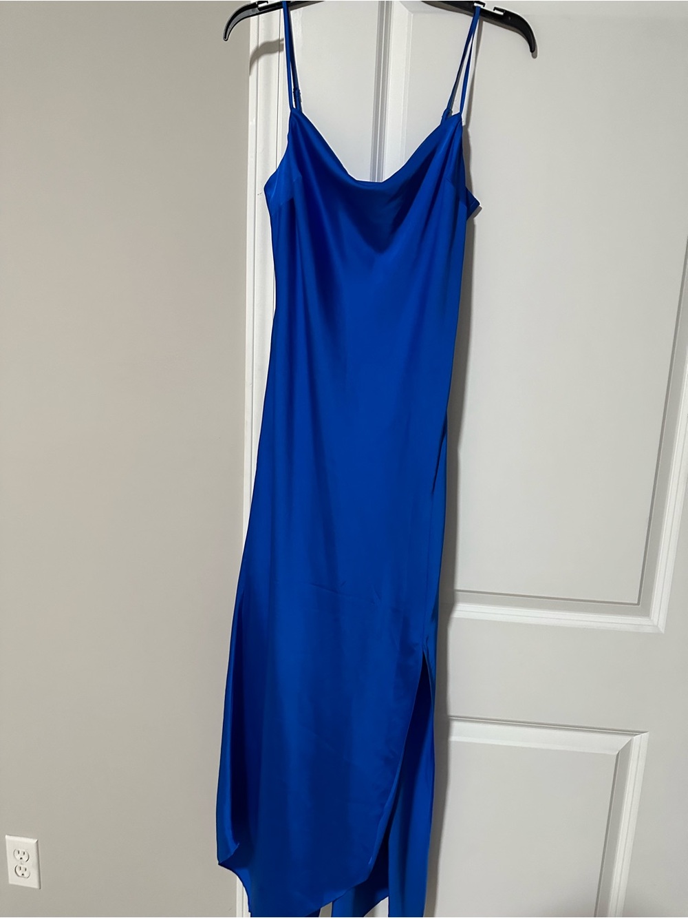 Express Royal Blue Maxi Slip Dress with Side Slit